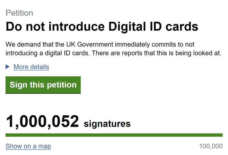 Featured image for: Nearly two million people sign petition against digital ID cards in UK Nearly two million people sign petition against digital ID cards in UK