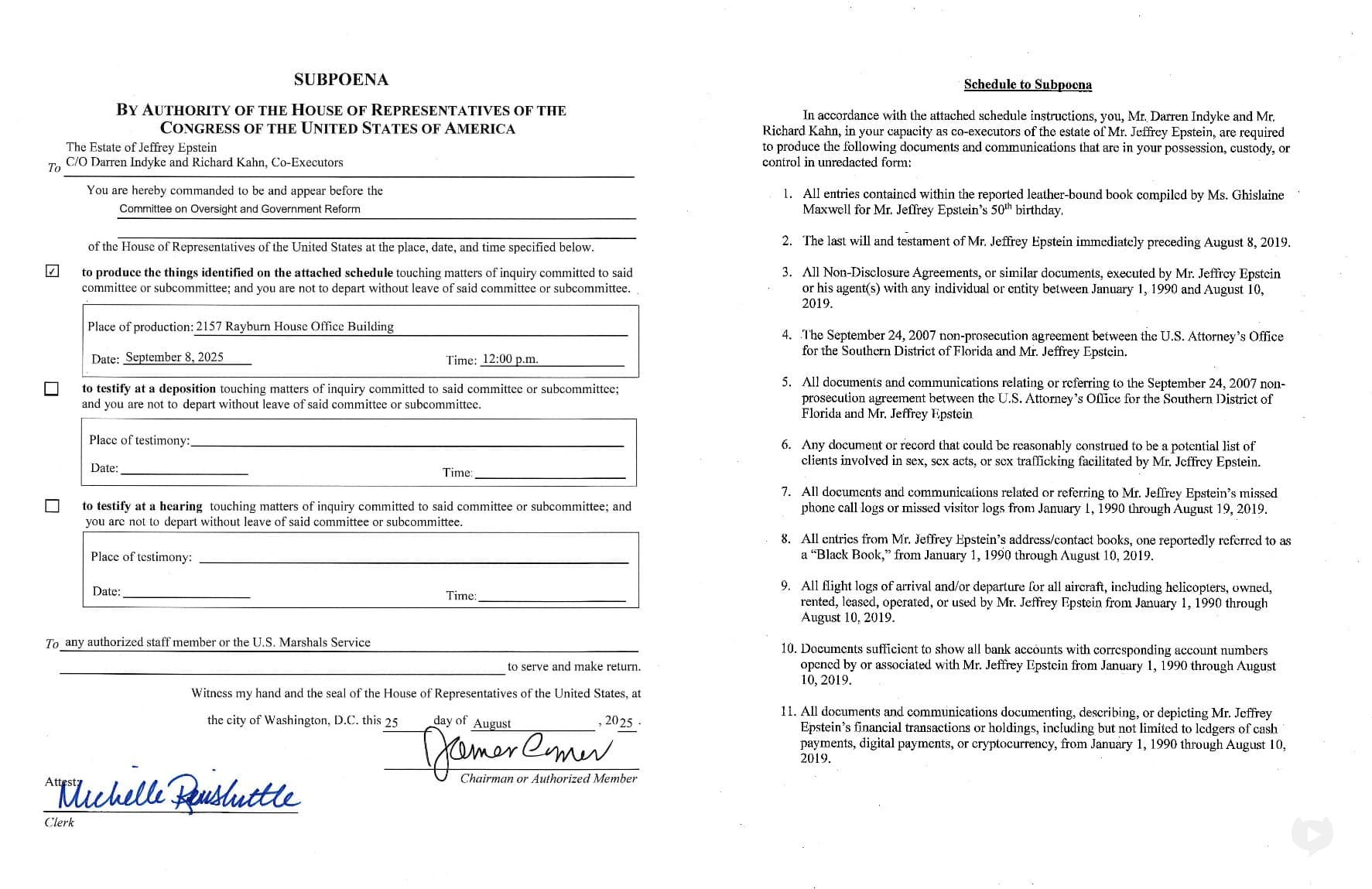 Featured image for: House Oversight Committee Subpoenas Epstein Estate for Key Evidence House Oversight Committee Subpoenas Epstein Estate for Key Evidence