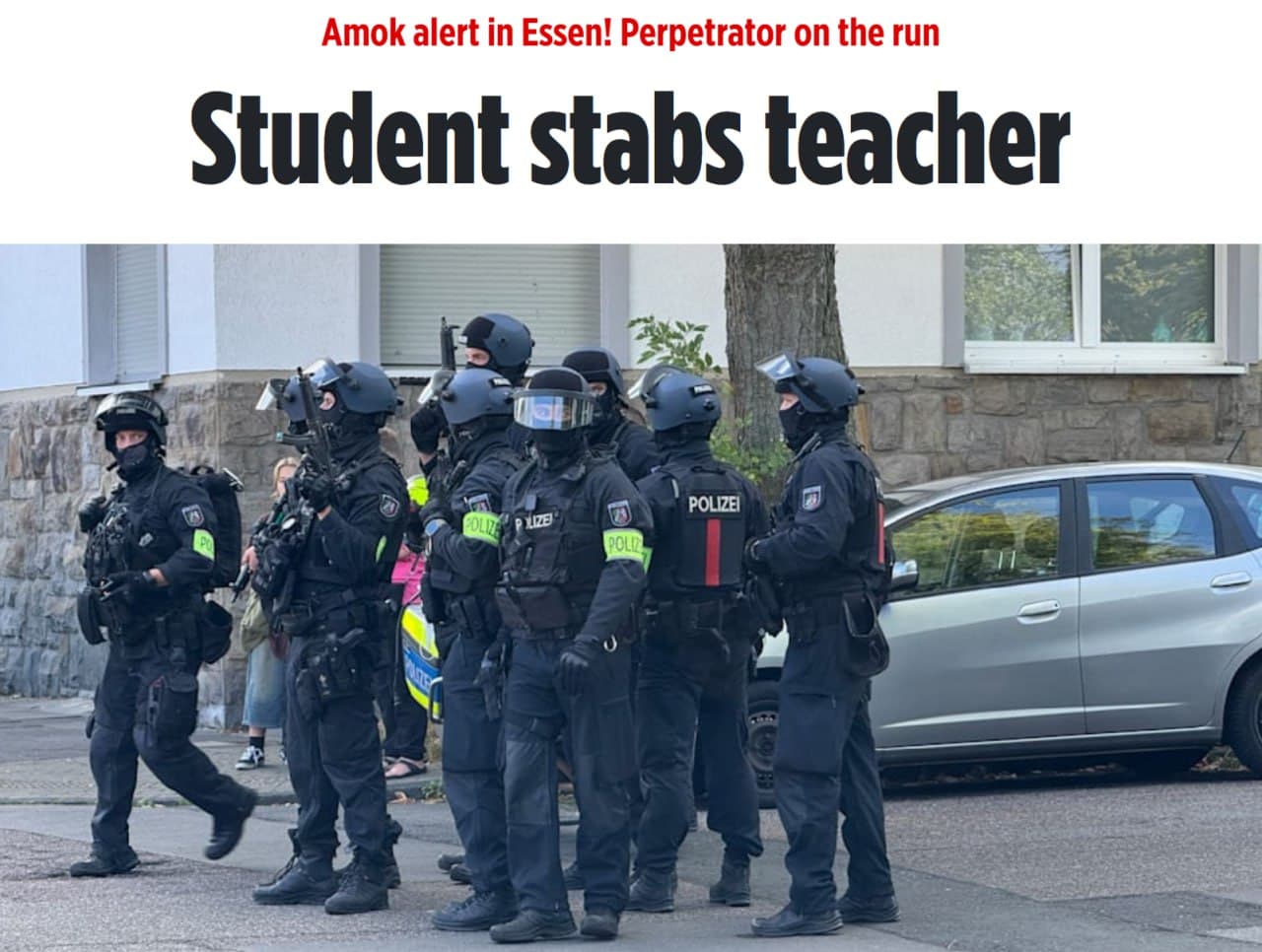 Featured image for: Manhunt Launched After Teacher Stabbed by Student in Essen Manhunt Launched After Teacher Stabbed by Student in Essen