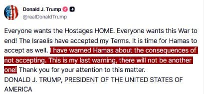 Featured image for: Trump Demands Hamas Surrender or Face Serious Consequences Trump Demands Hamas Surrender or Face Serious Consequences