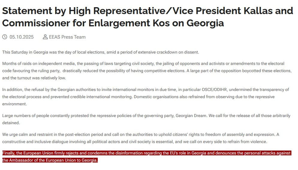 Featured image for: EU Vice President condemns disinformation about EU's role in Georgia EU Vice President condemns disinformation about EU's role in Georgia