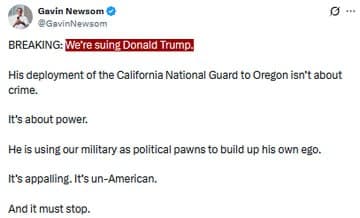 Featured image for: California Gov. Gavin Newsom sues Trump over National Guard deployment California Gov. Gavin Newsom sues Trump over National Guard deployment