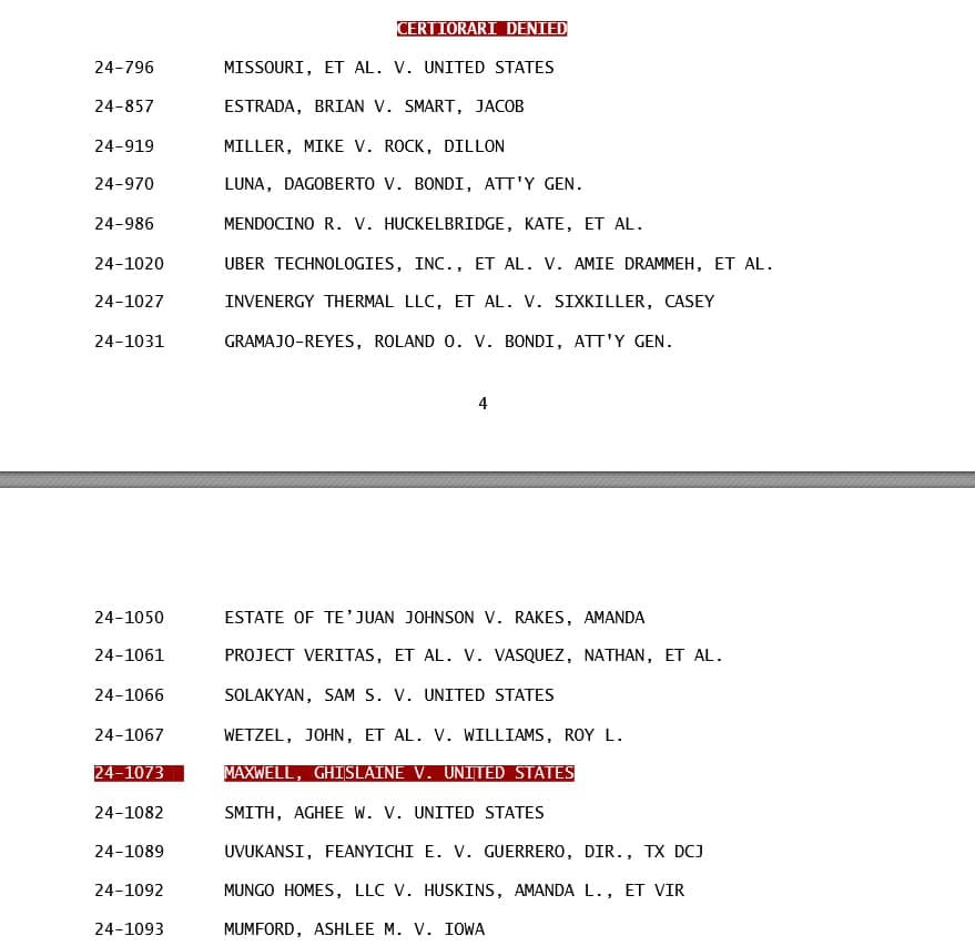 Featured image for: Supreme Court rejects Ghislaine Maxwell’s appeal of criminal conviction Supreme Court rejects Ghislaine Maxwell’s appeal of criminal conviction