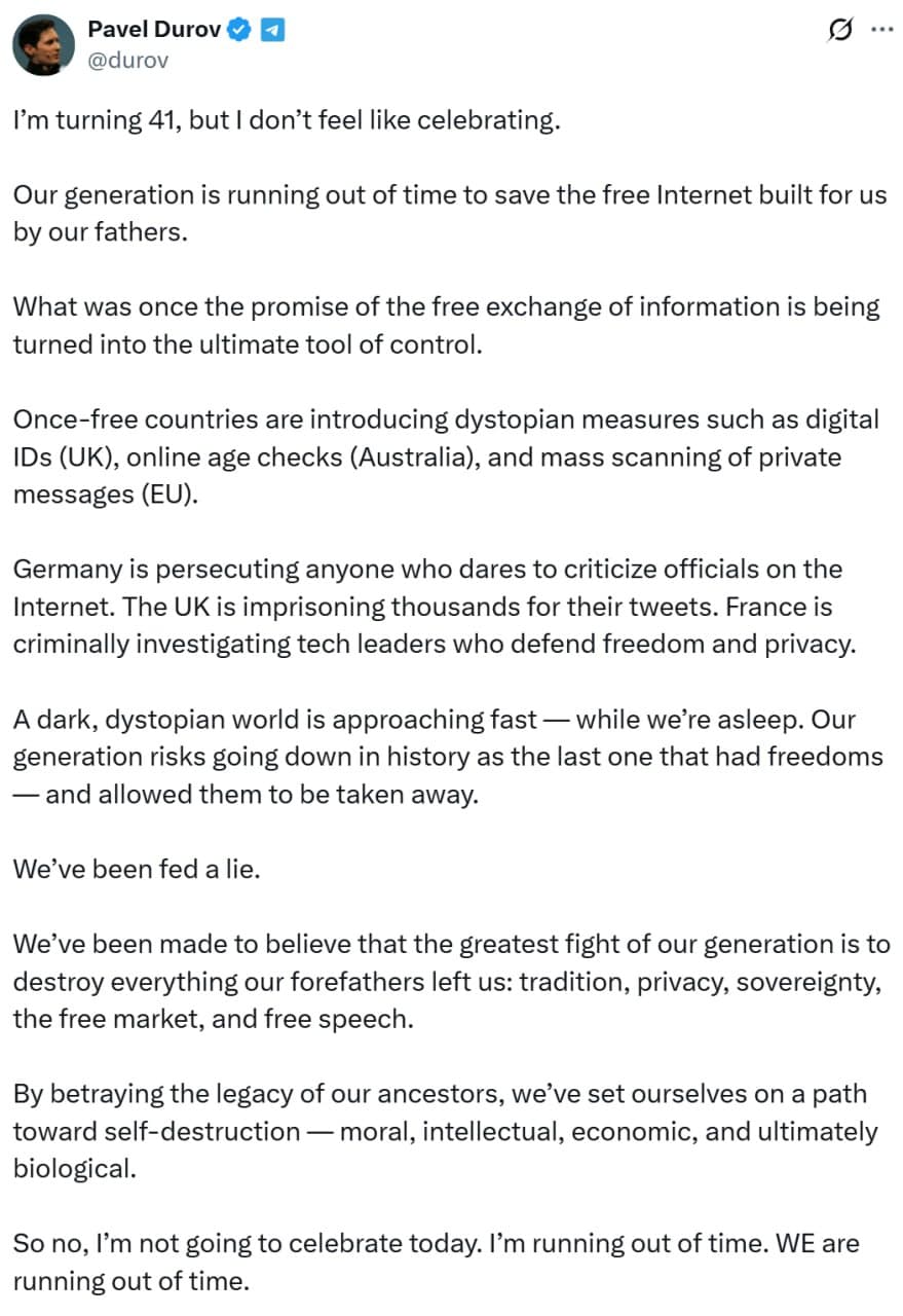 Featured image for: Telegram founder claims Germany is persecuting online critics Telegram founder claims Germany is persecuting online critics