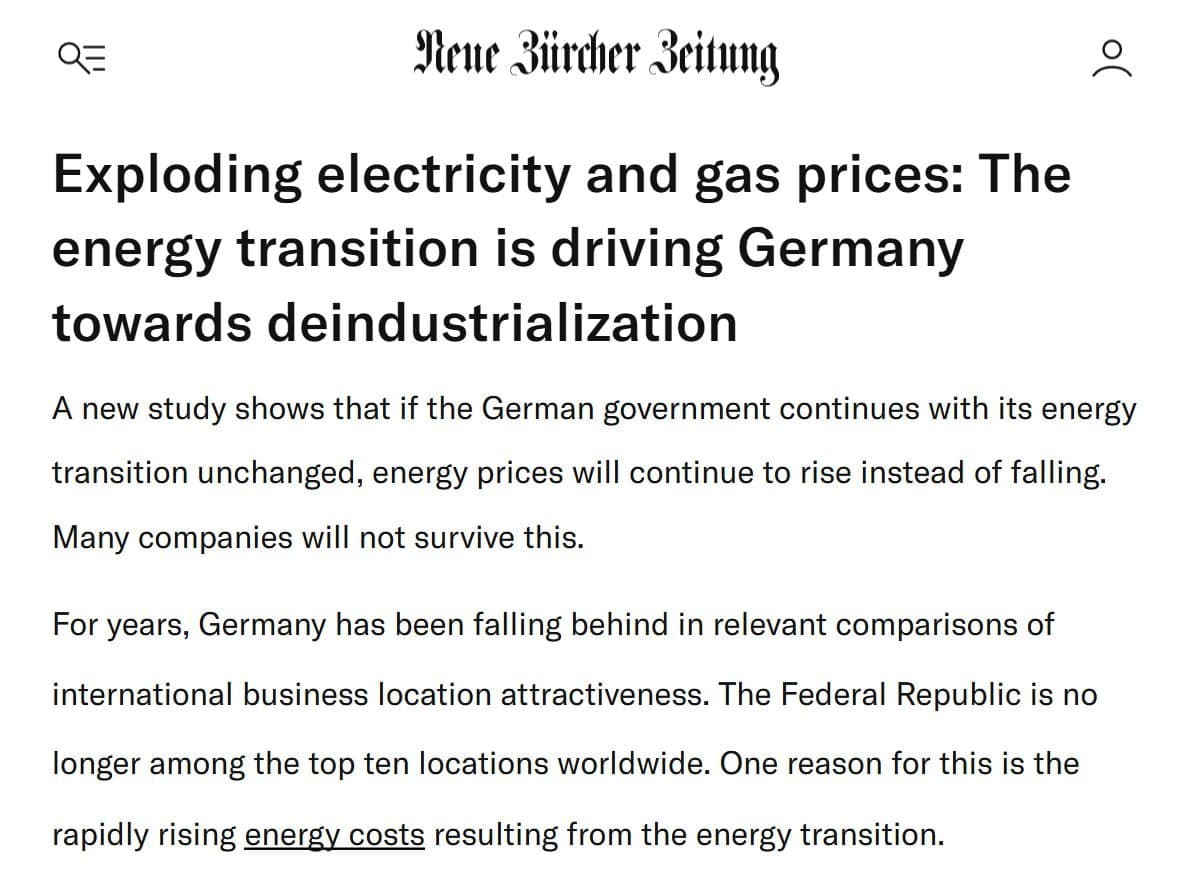 Featured image for: Exploding electricity and gas prices drive Germany towards deindustrialization Exploding electricity and gas prices drive Germany towards deindustrialization