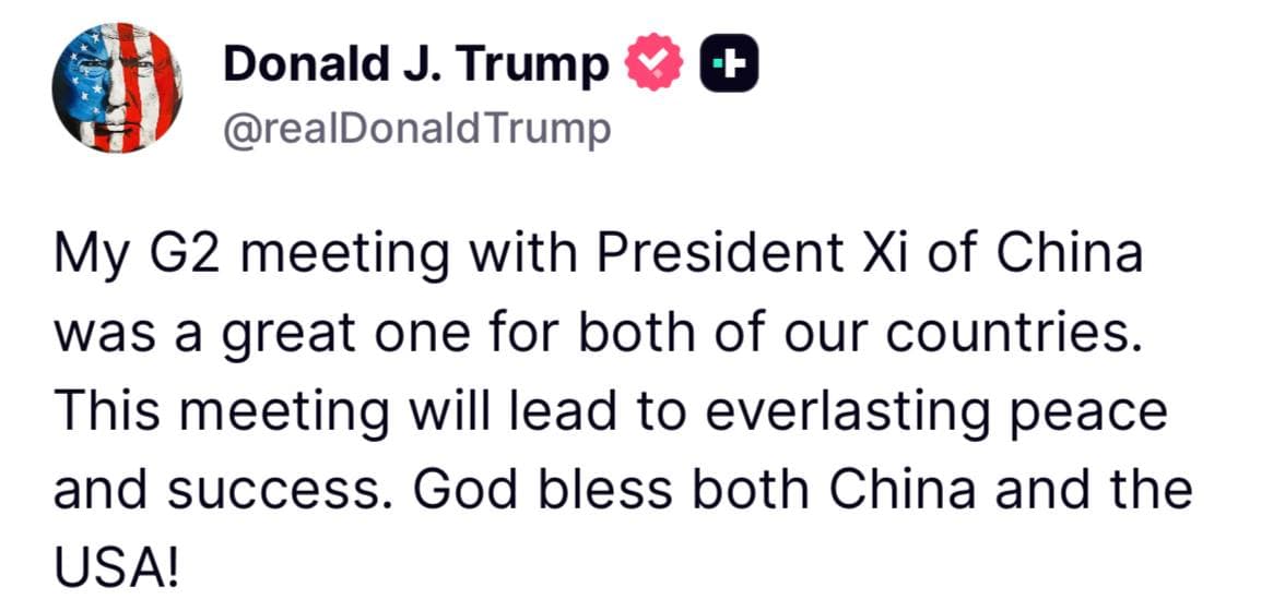 Featured image for: Trump calls meeting with Xi a 'great one' for peace and success Trump calls meeting with Xi a 'great one' for peace and success