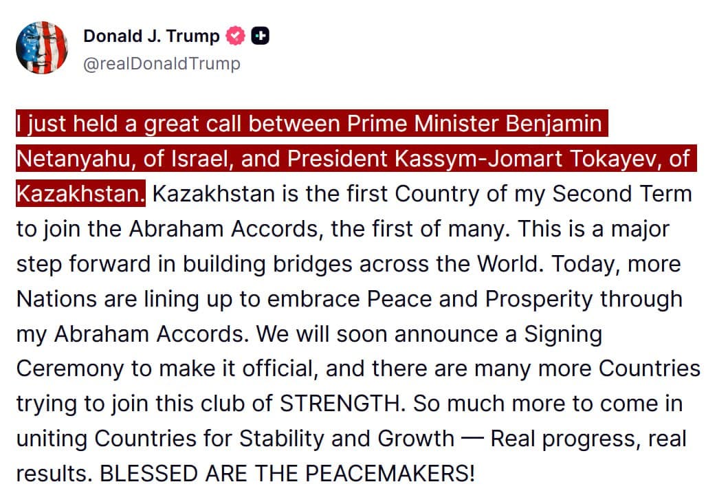 Featured image for: Trump concludes group call with Netanyahu and President Tokayev Trump concludes group call with Netanyahu and President Tokayev
