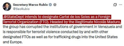 Featured image for: U.S. State Department designates Cartel de los Soles as terrorist group U.S. State Department designates Cartel de los Soles as terrorist group