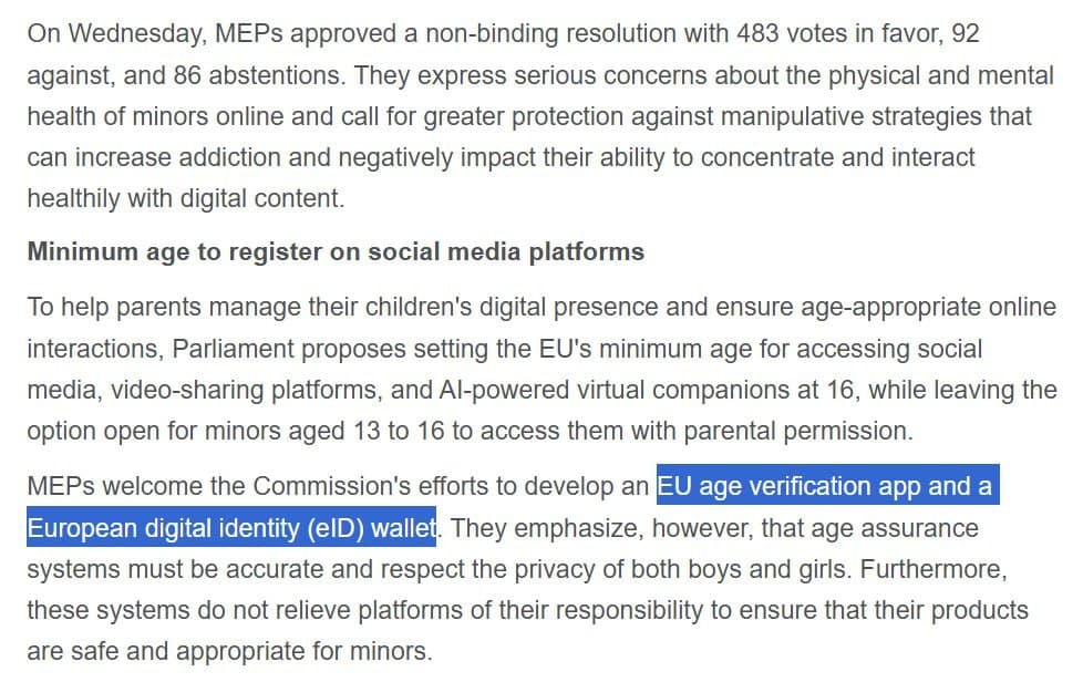 Featured image for: EU parliament passes resolution to restrict social media use by age EU parliament passes resolution to restrict social media use by age