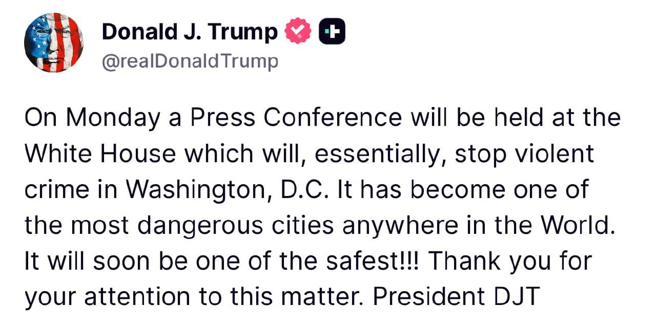 Featured image for: Trump Promises Press Conference to Eliminate Washington, D.C.'s Rising Murder Rate Trump Promises Press Conference to Eliminate Washington, D.C.'s Rising Murder Rate