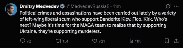 Featured image for: Kirk's Murder Sparks Controversy as Medvedev Blames Ukraine Support Kirk's Murder Sparks Controversy as Medvedev Blames Ukraine Support