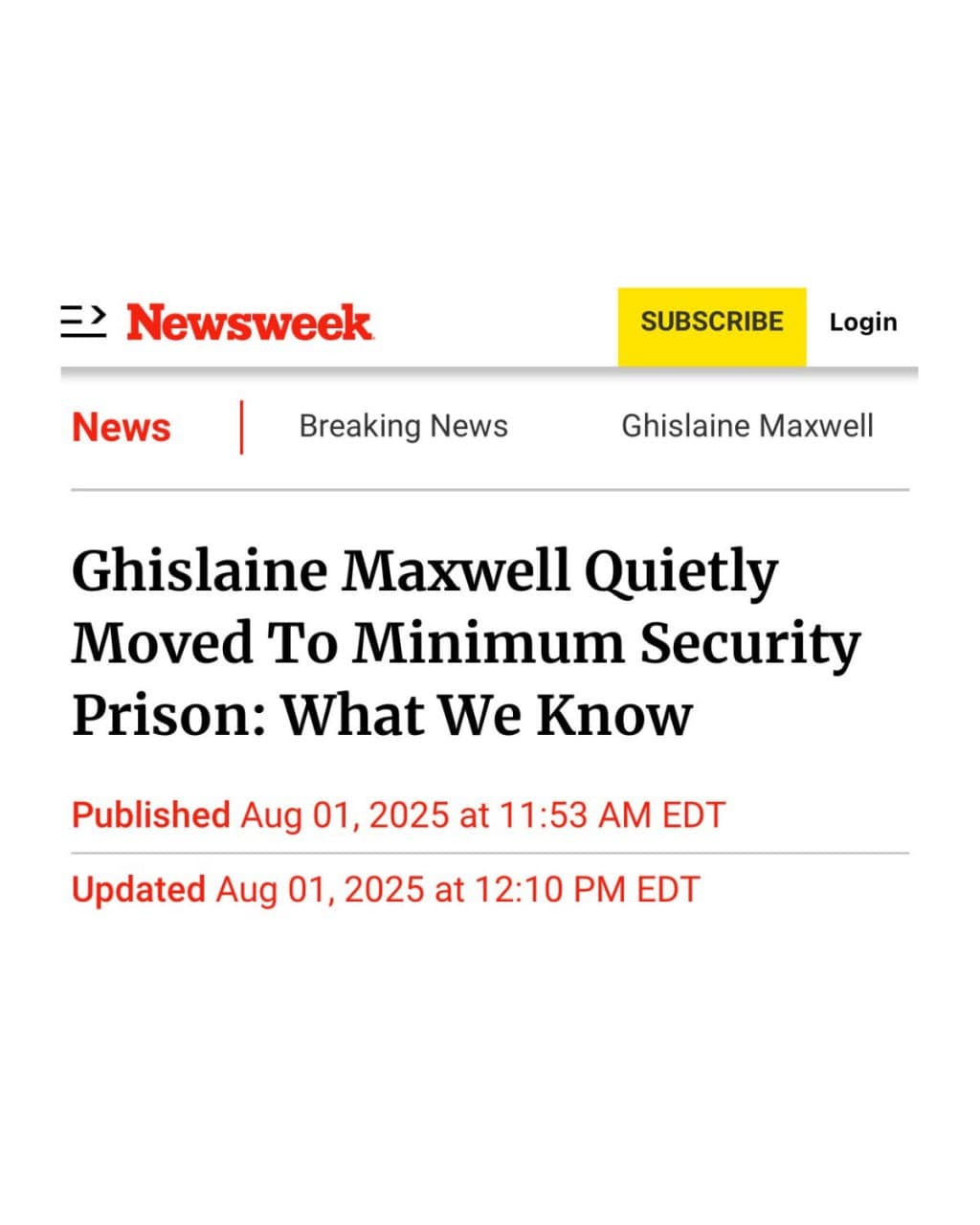 Featured image for: Ghislaine Maxwell Transferred to Low-Security Texas Prison, Sparks Controversy Ghislaine Maxwell Transferred to Low-Security Texas Prison, Sparks Controversy