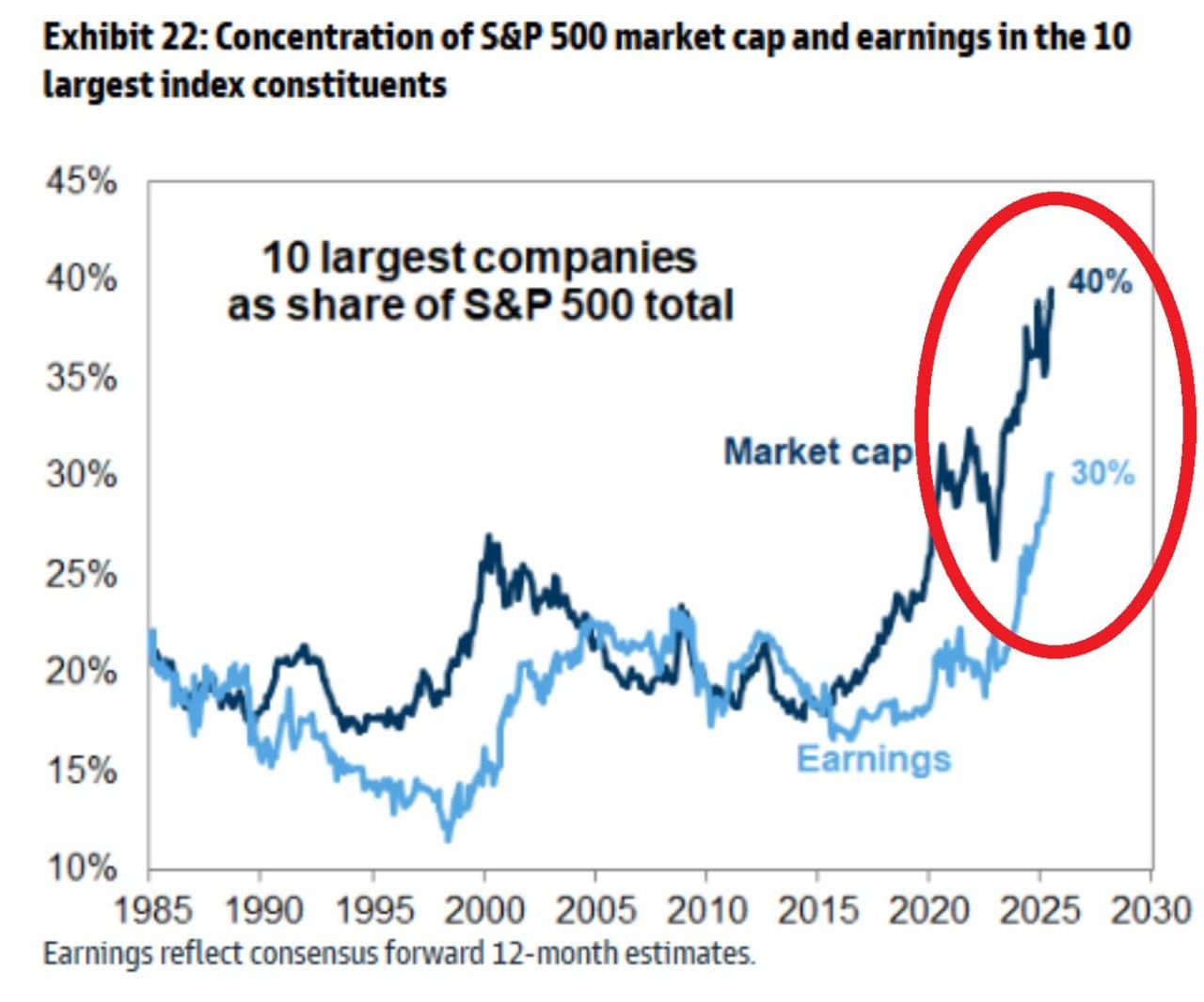 Featured image for: Top 10 Stocks Dominate 40% of S&P 500, Raising Concerns Over Market Bubble Top 10 Stocks Dominate 40% of S&P 500, Raising Concerns Over Market Bubble