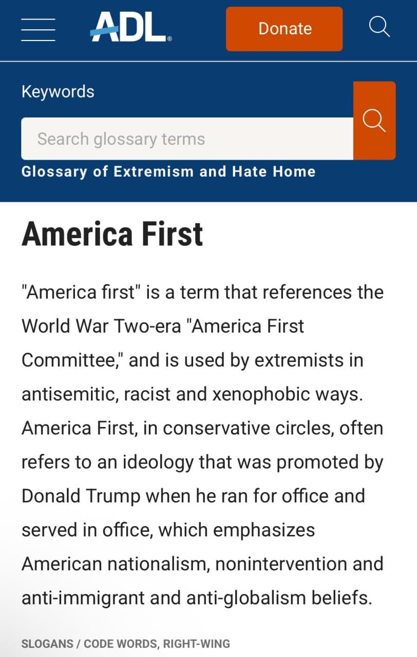 Featured image for: ADL Declares 'America First' Movement as Antisemitic, Fueling National Debate ADL Declares 'America First' Movement as Antisemitic, Fueling National Debate