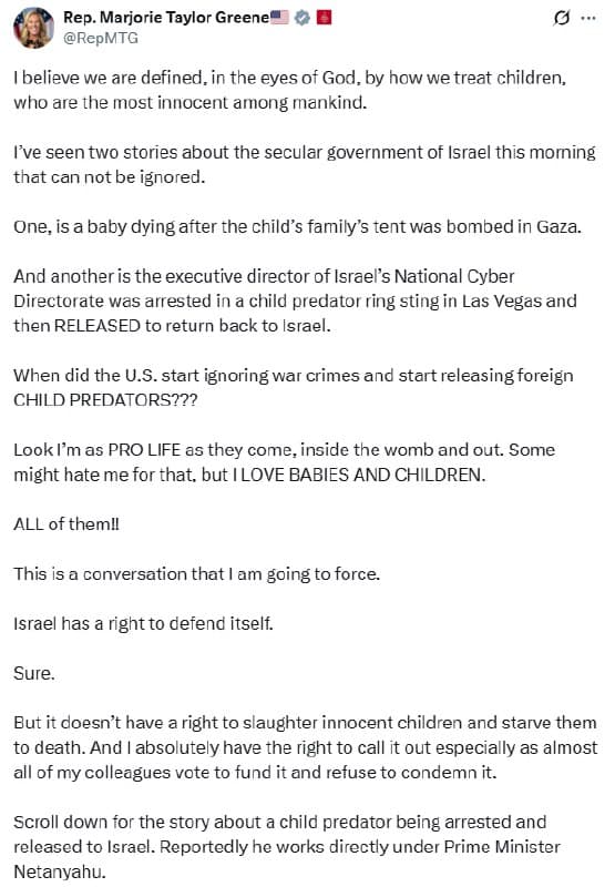 Featured image for: Congresswoman Calls Out Israel for Child Deaths and Predator Release Amid Conflict Congresswoman Calls Out Israel for Child Deaths and Predator Release Amid Conflict