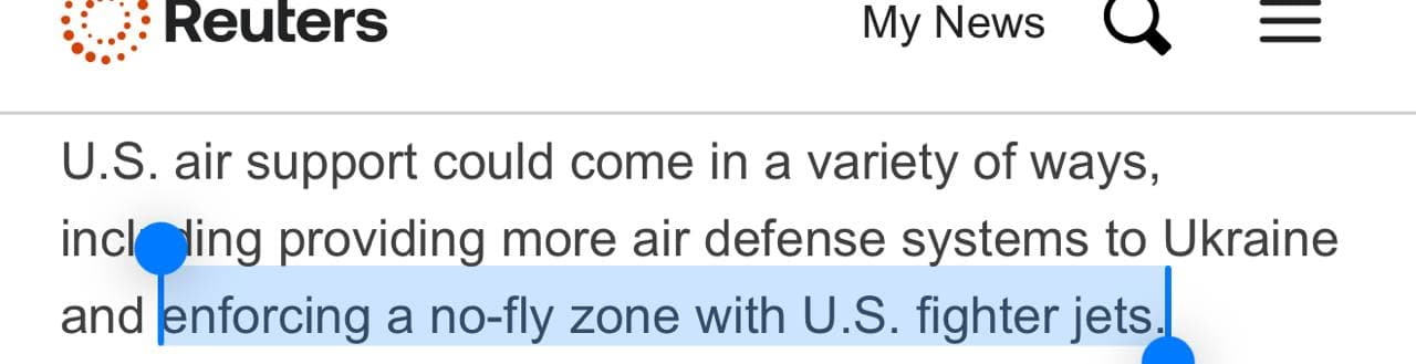 Featured image for: Breaking: U.S. Weighs No-Fly Zone to Boost Air Support for Ukraine Breaking: U.S. Weighs No-Fly Zone to Boost Air Support for Ukraine