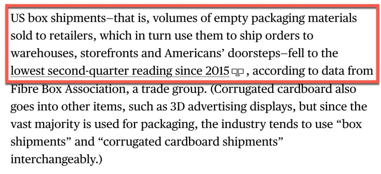 Featured image for: US Economy Signals Weakness as Cardboard and Trucking Volumes Plummet US Economy Signals Weakness as Cardboard and Trucking Volumes Plummet
