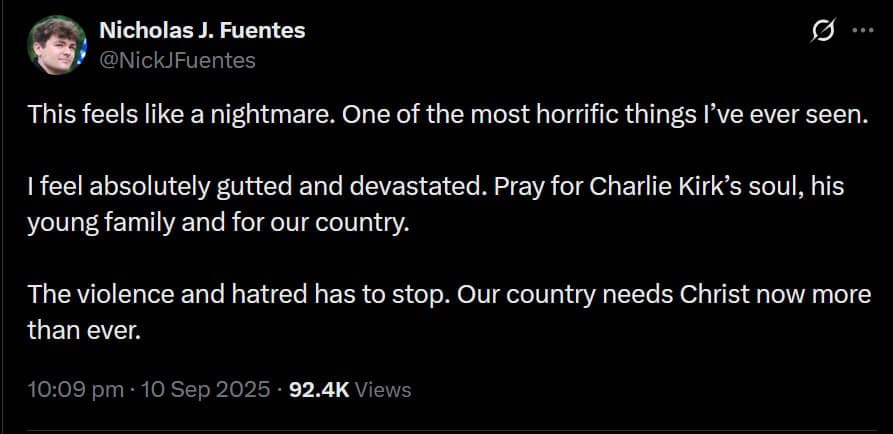 Featured image for: Nick Fuentes Calls for Unity After Charlie Kirk's Tragic Death Nick Fuentes Calls for Unity After Charlie Kirk's Tragic Death