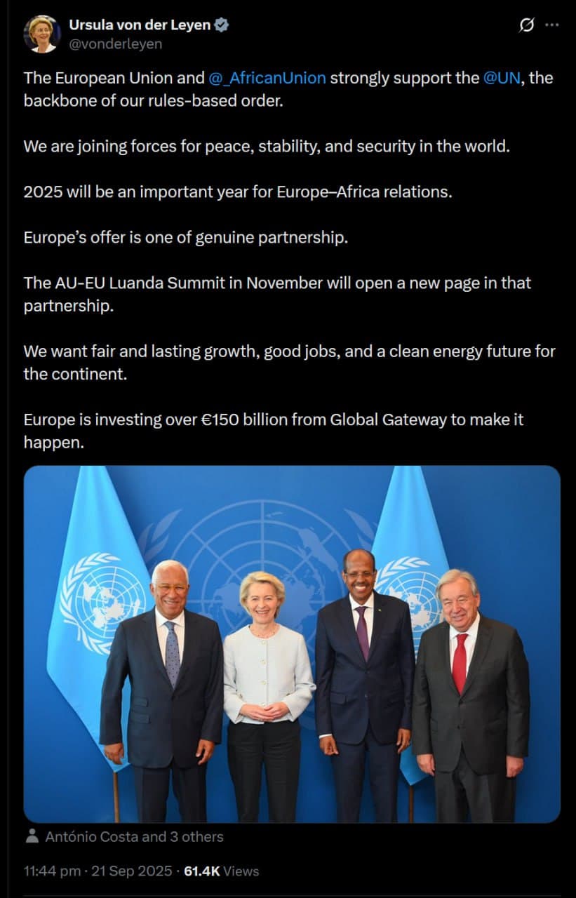 Featured image for: Ursula von der Leyen pledges 150 billion Euros investment in Africa Ursula von der Leyen pledges 150 billion Euros investment in Africa