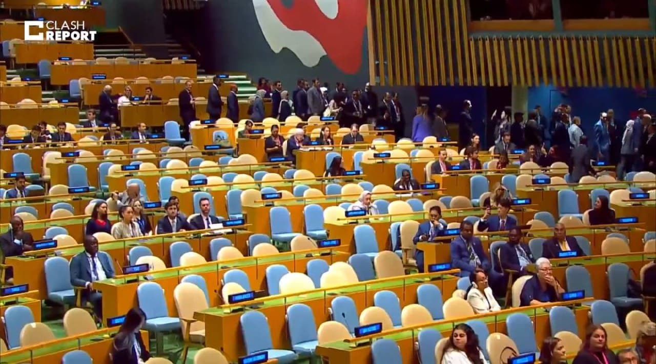 Featured image for: UN General Assembly nearly empty as Netanyahu begins speech, delegates walk out UN General Assembly nearly empty as Netanyahu begins speech, delegates walk out