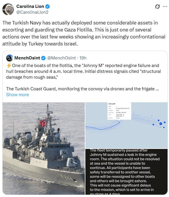 Featured image for: Turkish Navy deploys assets to escort Gaza Flotilla amid tensions with Israel Turkish Navy deploys assets to escort Gaza Flotilla amid tensions with Israel