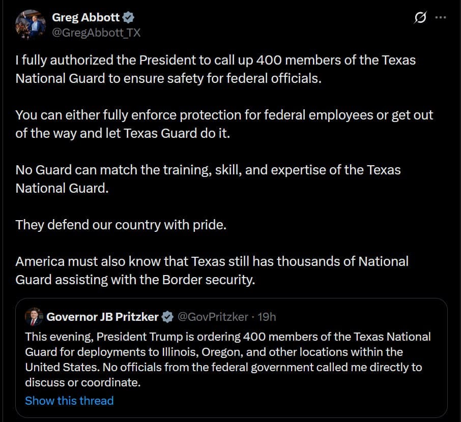Featured image for: Texas and California governors clash over National Guard authority Texas and California governors clash over National Guard authority