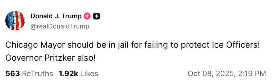 Featured image for: Trump calls for jail time for Chicago Mayor and Governor Pritzker Trump calls for jail time for Chicago Mayor and Governor Pritzker