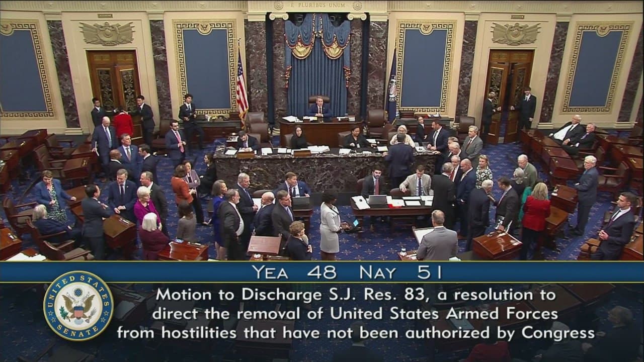 Featured image for: U.S. Senate votes against debate on War Powers Act resolution U.S. Senate votes against debate on War Powers Act resolution
