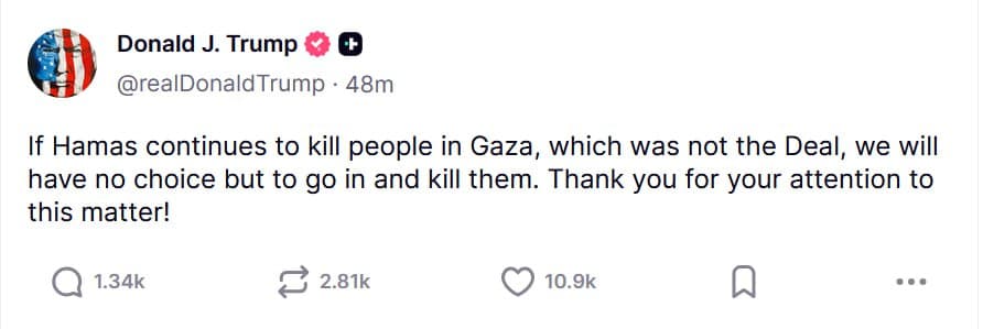 Featured image for: Donald Trump threatens to restart Gaza War if Hamas targets collaborators Donald Trump threatens to restart Gaza War if Hamas targets collaborators