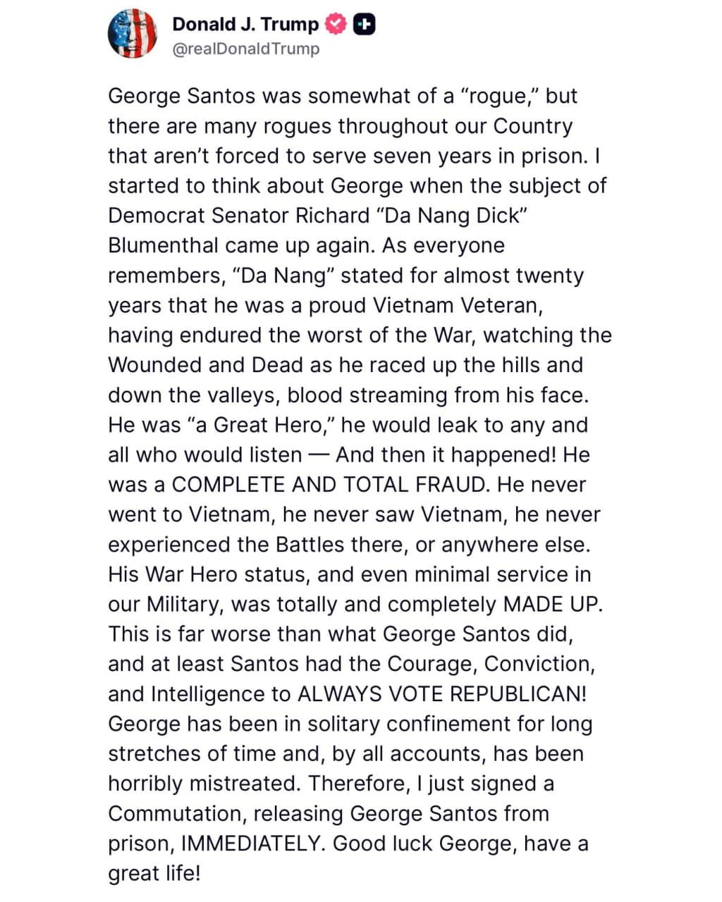 Featured image for: President Trump commutes sentence of former Congressman George Santos President Trump commutes sentence of former Congressman George Santos