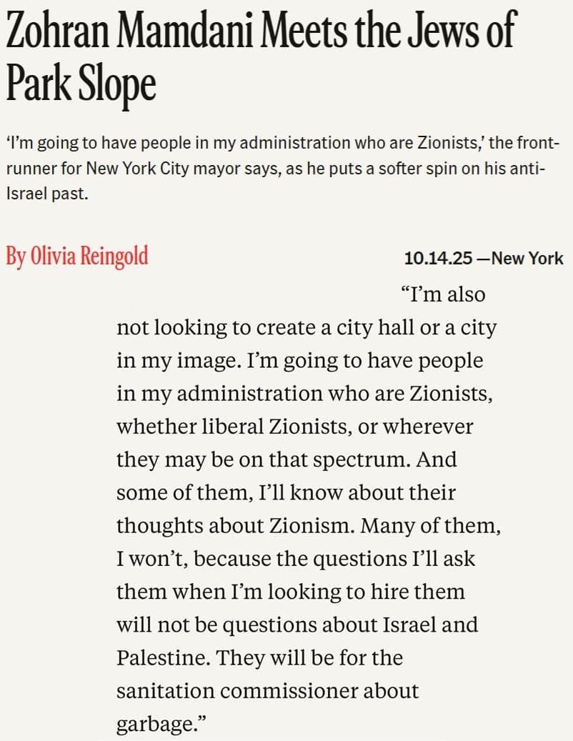 Featured image for: Zohran Mamdani plans to include Zionists in his administration Zohran Mamdani plans to include Zionists in his administration