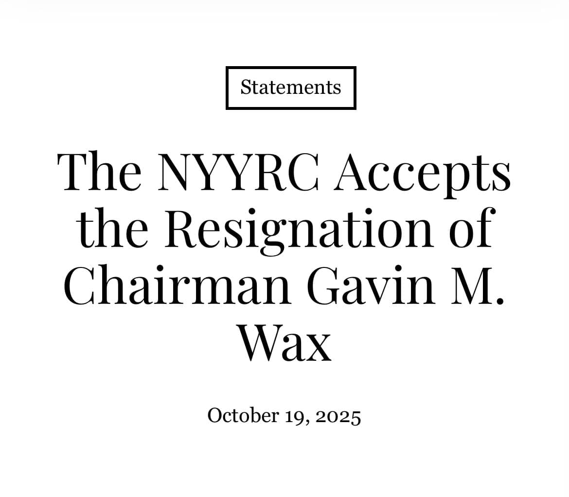 Featured image for: NYYRC accepts Gavin Wax's resignation amid Politico hit piece involvement NYYRC accepts Gavin Wax's resignation amid Politico hit piece involvement