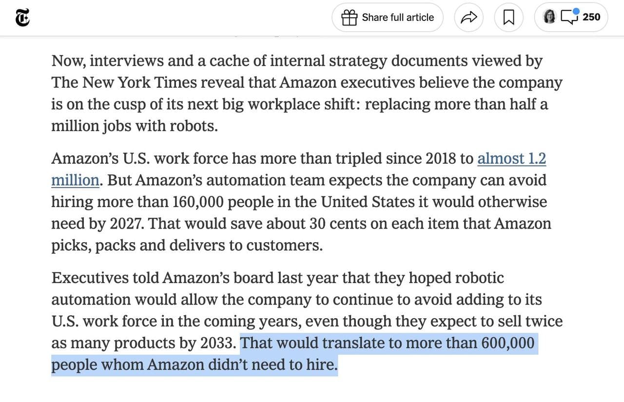 Featured image for: Amazon aims to replace 600,000 U.S. jobs with robots by 2033 Amazon aims to replace 600,000 U.S. jobs with robots by 2033