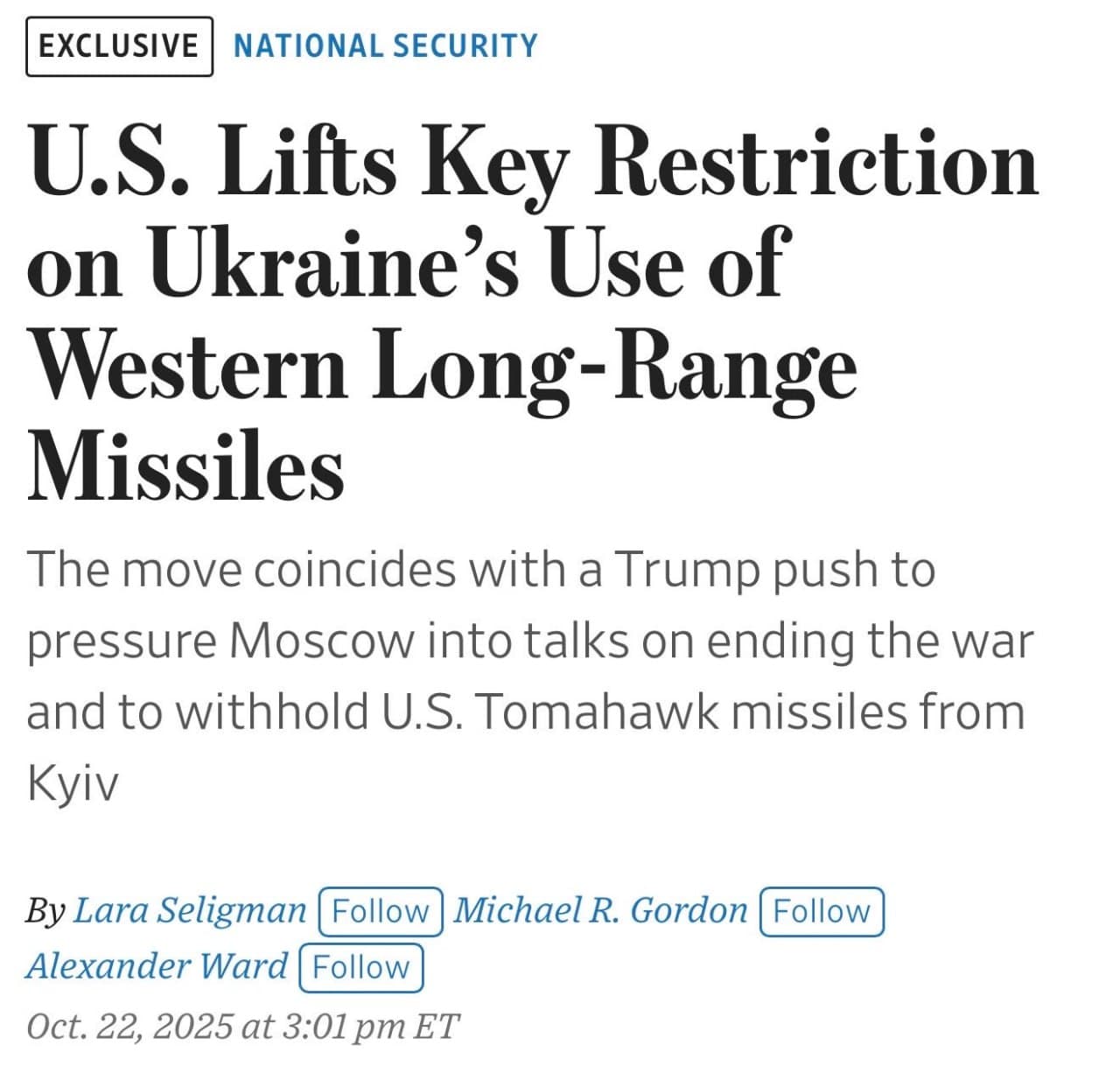 Featured image for: Trump Administration lifts restrictions on Ukraine using Western weapons Trump Administration lifts restrictions on Ukraine using Western weapons