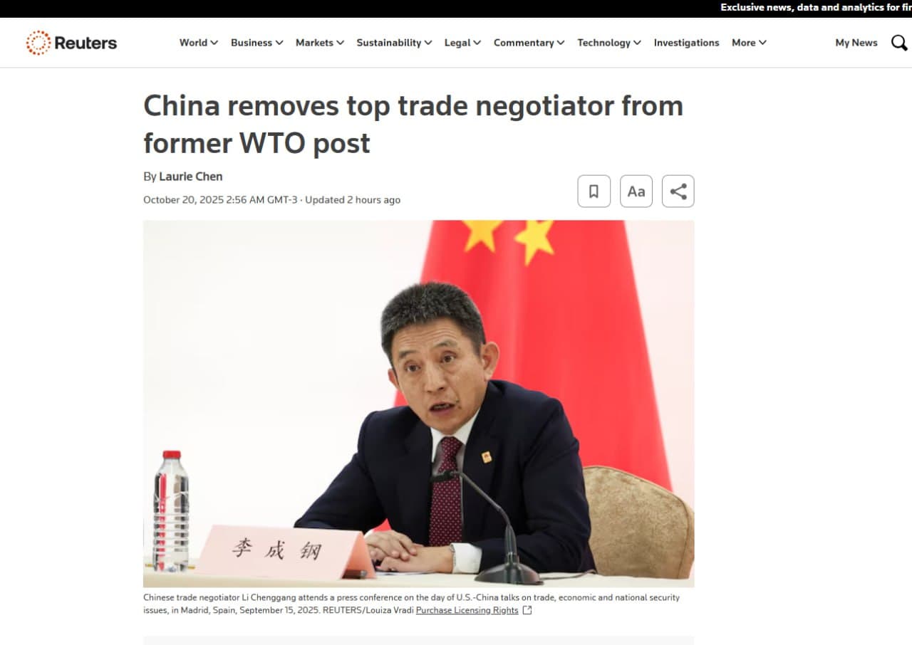 Featured image for: China removes Li Chenggang as WTO negotiator, appoints Li Yongjie China removes Li Chenggang as WTO negotiator, appoints Li Yongjie