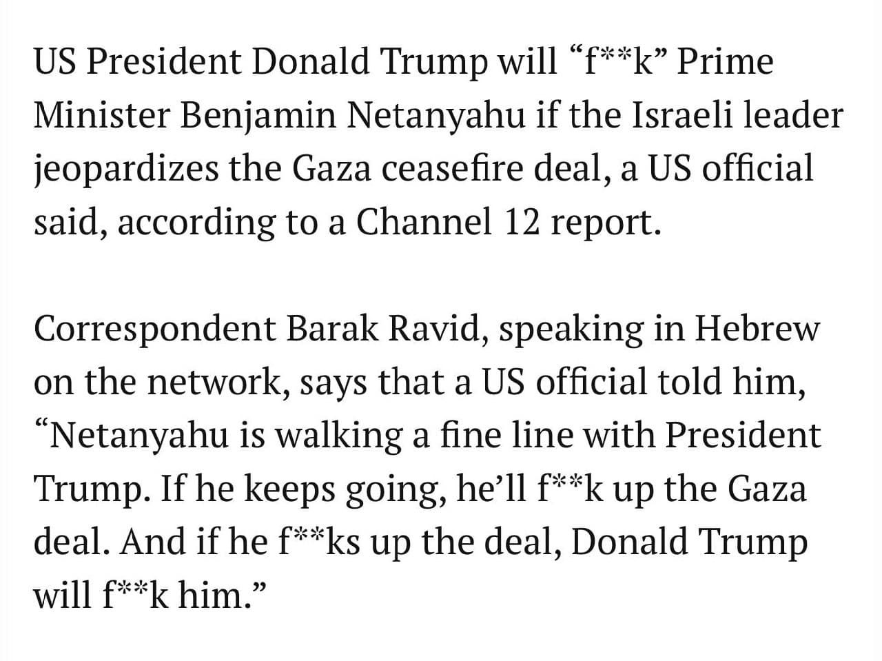 Featured image for: U.S. official warns Netanyahu risks Gaza deal with Trump U.S. official warns Netanyahu risks Gaza deal with Trump