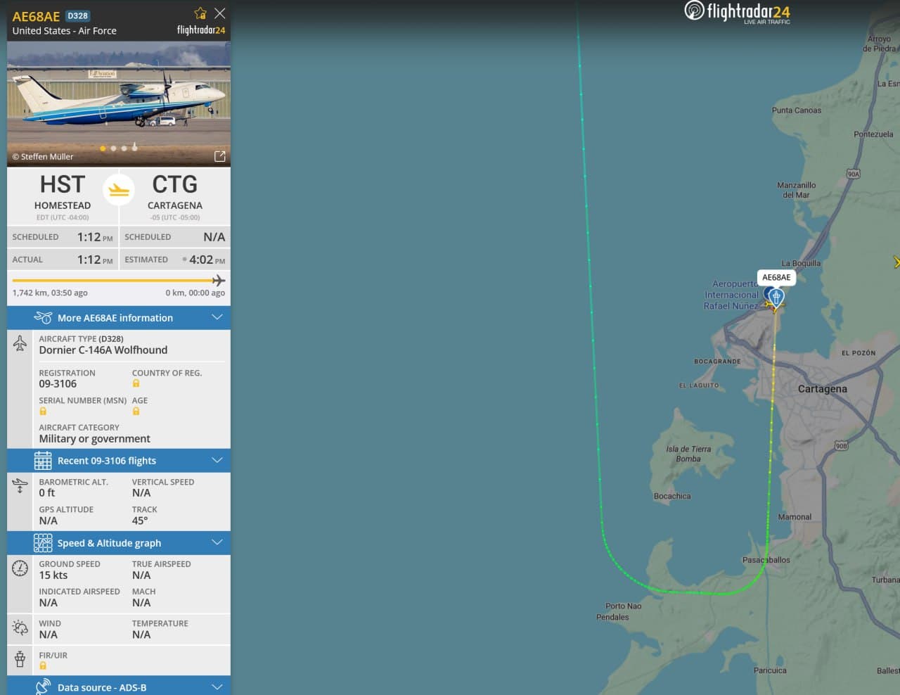 Featured image for: Dornier C-146A Wolfhound lands in Cartagena, Colombia, turns off transponder Dornier C-146A Wolfhound lands in Cartagena, Colombia, turns off transponder
