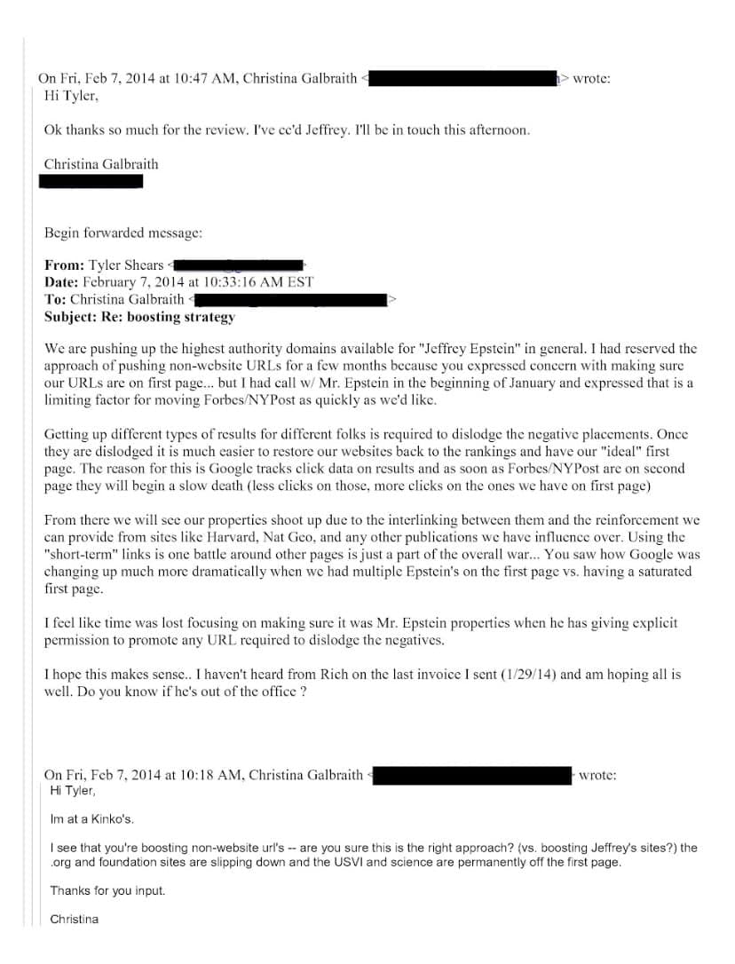 Featured image for: Epstein's consultants brainstormed in 2014 to alter Google search results Epstein's consultants brainstormed in 2014 to alter Google search results