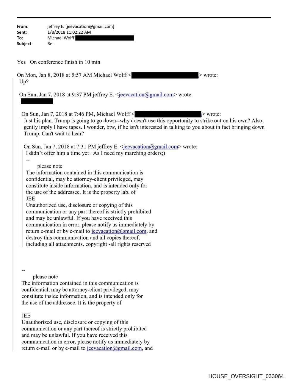 Featured image for: Michael Wolff admits to Jeffrey Epstein he has tapes of Donald Trump Michael Wolff admits to Jeffrey Epstein he has tapes of Donald Trump