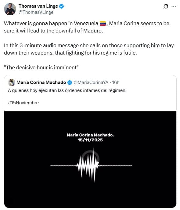 Featured image for: Maria Corina calls for supporters of Maduro to lay down weapons Maria Corina calls for supporters of Maduro to lay down weapons