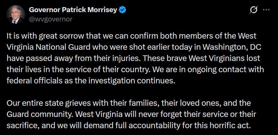 Featured image for: Two National Guardsmen shot in Washington D.C. have died Two National Guardsmen shot in Washington D.C. have died