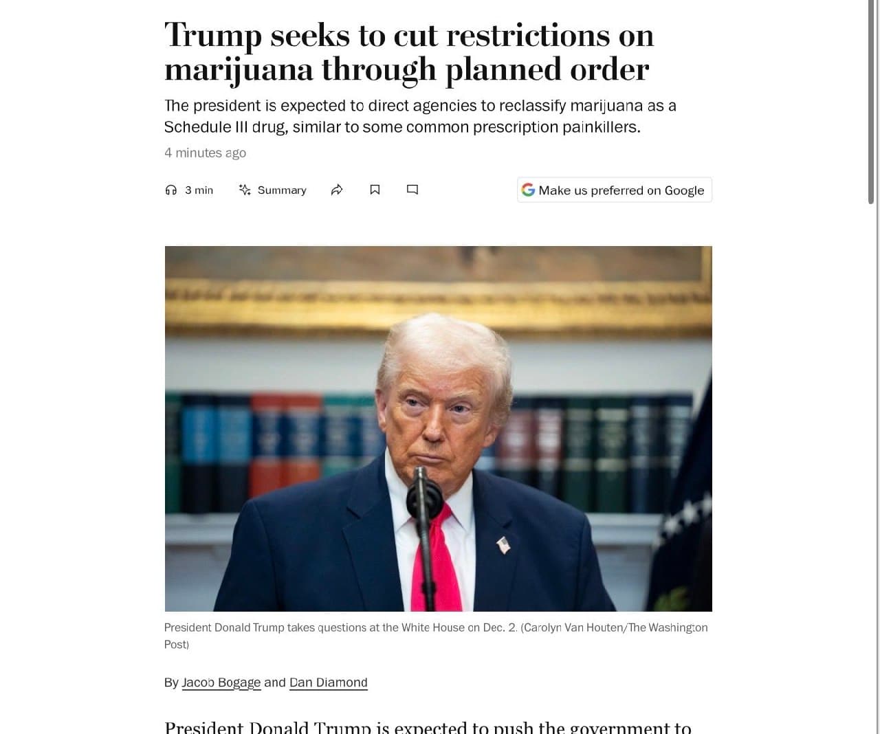 Featured image for: Trump holds call with weed executives to discuss rescheduling marijuana Trump holds call with weed executives to discuss rescheduling marijuana