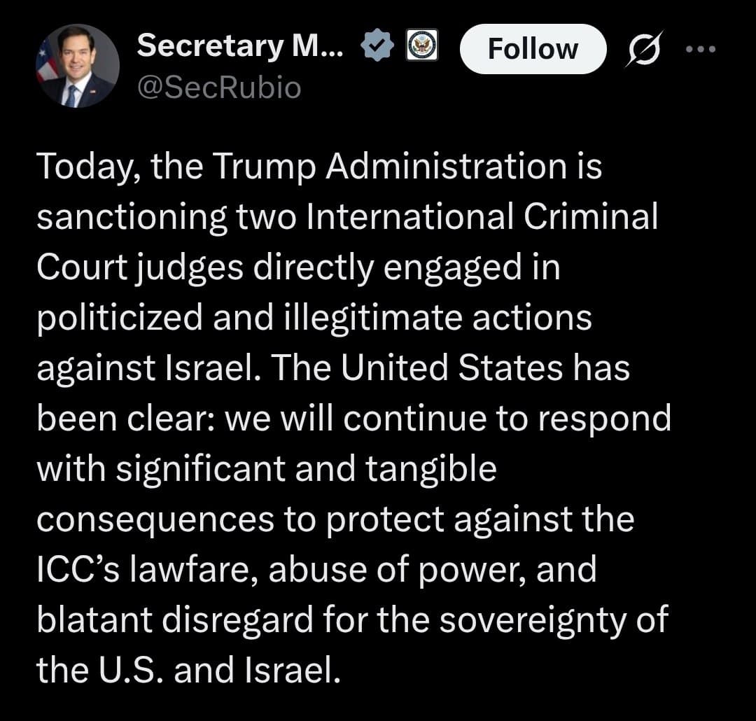 Trump Administration sanctions two ICC judges over actions against Israel