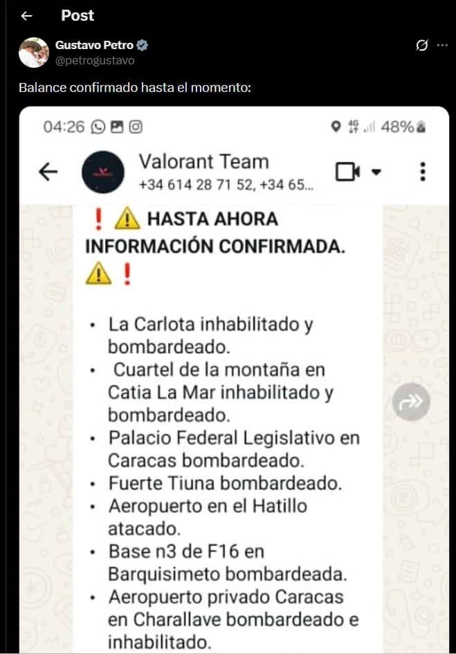 Featured image for: Colombian President Gustavo Petro confirms USAF bombed multiple Venezuelan sites Colombian President Gustavo Petro confirms USAF bombed multiple Venezuelan sites