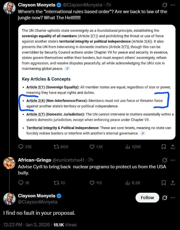 Clayson Monyela supports South Africa acquiring nuclear weapons