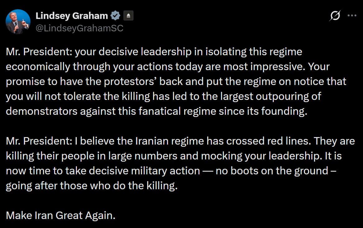 Lindsey Graham calls for decisive military action against Iran