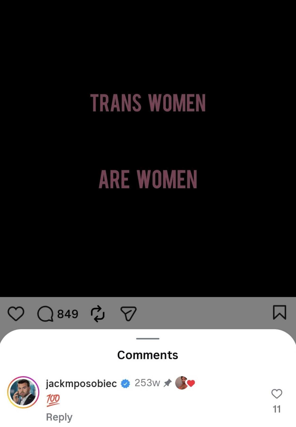 Featured image for: Jack Posobiec's old Instagram post shows him agreeing trans women are women Jack Posobiec's old Instagram post shows him agreeing trans women are women