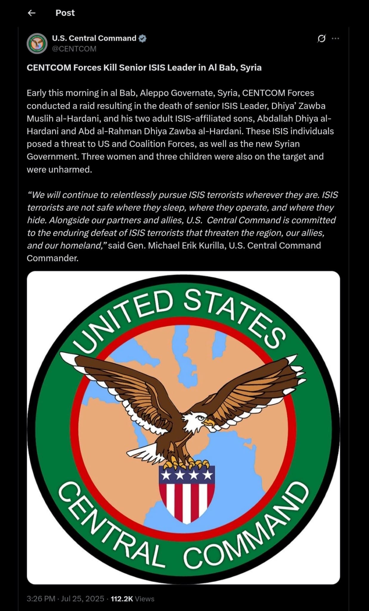 Featured image for: U.S. Forces Eliminate Senior ISIS Leader and Sons in Al Bab, Syria Raid U.S. Forces Eliminate Senior ISIS Leader and Sons in Al Bab, Syria Raid