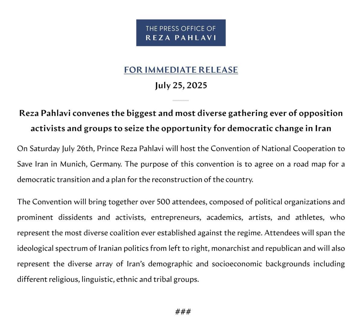 Featured image for: Iranian Crown Prince Reza Pahlavi Leads Historic Coalition Meeting for Democratic Change in Munich Iranian Crown Prince Reza Pahlavi Leads Historic Coalition Meeting for Democratic Change in Munich