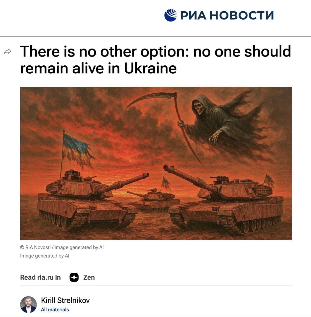 Featured image for: Russian State Media Declares 'No One Should Survive in Ukraine' in Shocking Article Russian State Media Declares 'No One Should Survive in Ukraine' in Shocking Article